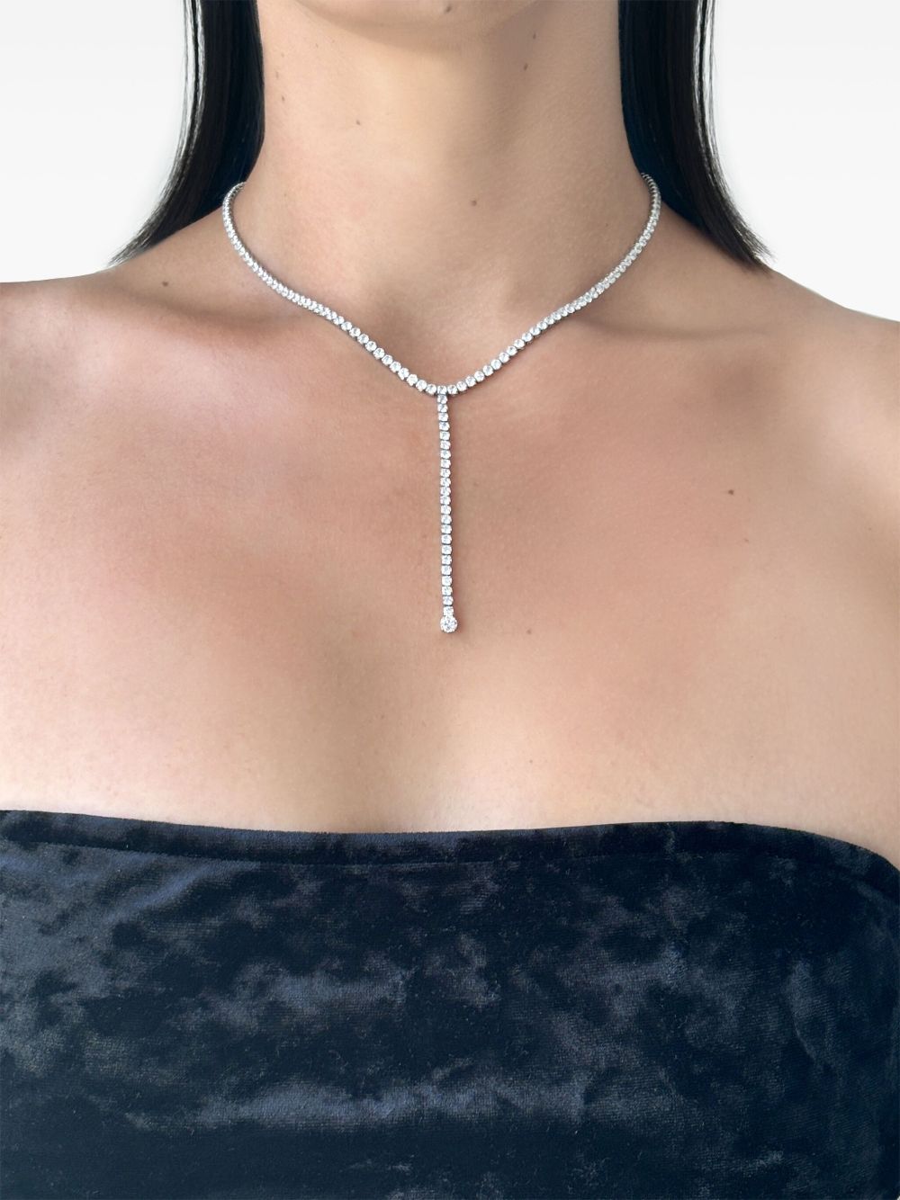 HZMER JEWELLERY rhinestone-embellished lariat necklace