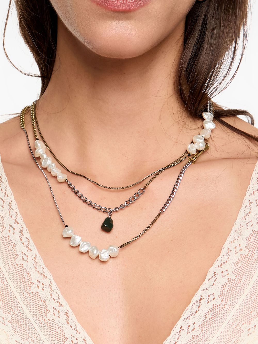 Bimba y Lola safety pin chain necklace